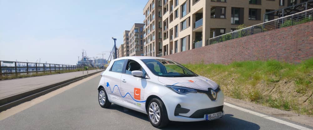 Renault ZOE von cambio in der Hambuger Hafencity